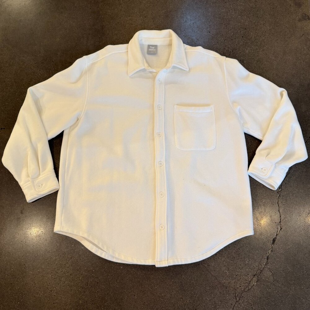 Aritzia TNA Cozy Fit fleece Button up white